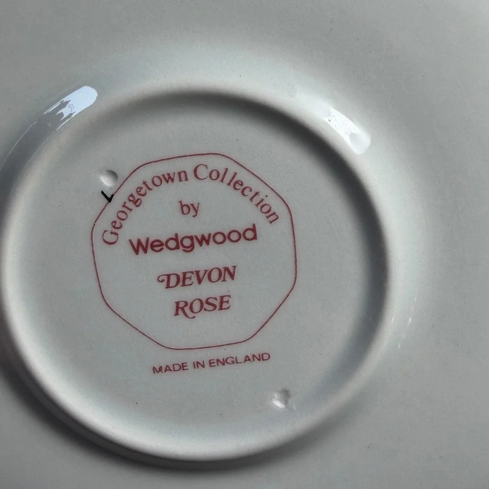 Wedgwood Devon Rose Chinoiserie Cream Soup Bowl and Saucer Floral Bird England